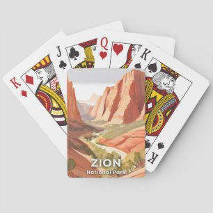 Zion National Park   Travel Watercolor Valley Playing Cards
