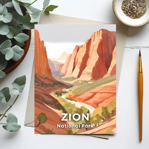 Zion National Park   Travel Watercolor Valley Postcard