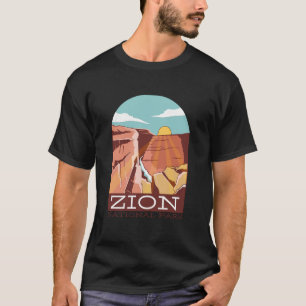 Zion National Park USA Skyline Silhouette Outline T-Shirt