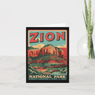 Zion National Park Utah Angels Landing Vintage Hik Card