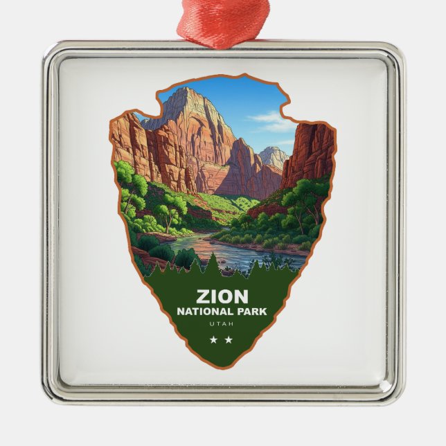 Zion National Park Utah Arrowhead Metal Tree Decoration (Front)