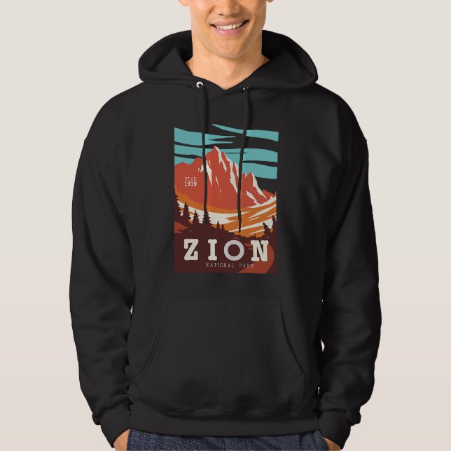 Zion National Park Utah Hiking Travel Poster  Idea Hoodie (Front)