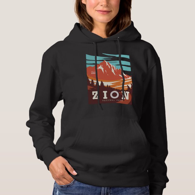 Zion National Park Utah Hiking Travel Poster  Idea Hoodie (Front)