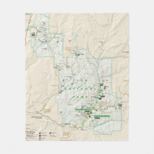 Zion National Park (Utah) map fleece blanket