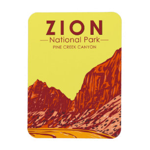 Zion National Park Utah Pine Creek Canyon Vintage Magnet