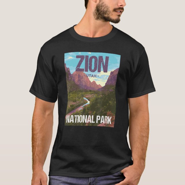 Zion National Park Utah Poster Design T-Shirt (Front)