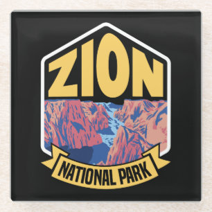 Zion National Park Utah Retro Glass Coaster