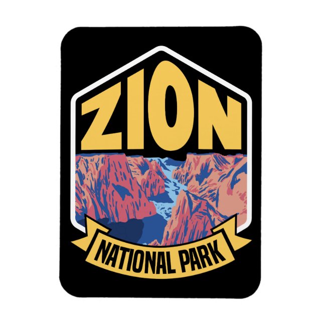 Zion National Park Utah Retro Magnet (Vertical)