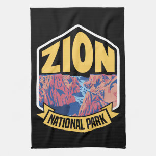 Zion National Park Utah Retro Tea Towel