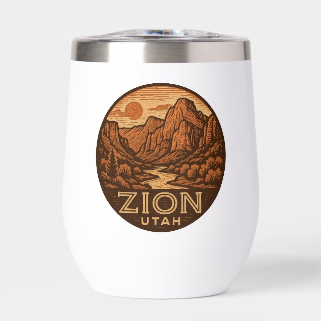 Zion National Park Utah Stemless Wine Tumbler (Front)
