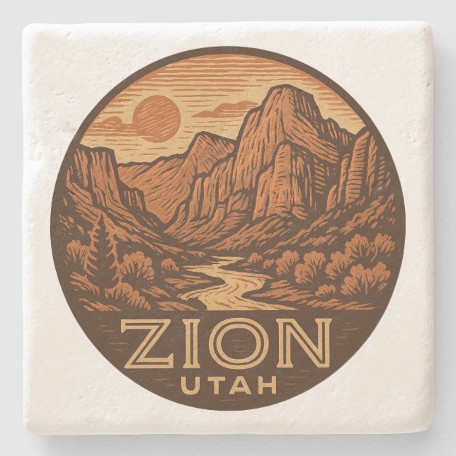 Zion National Park Utah Stone Coaster (Front)