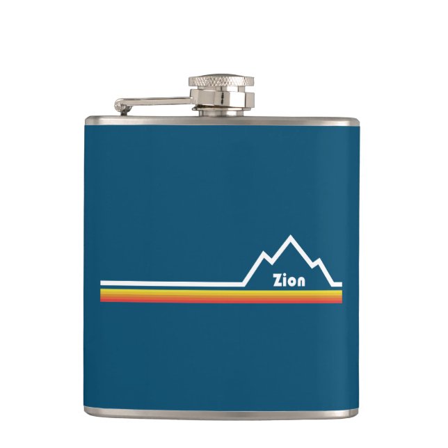 Zion National Park Utah Stripe Hip Flask (Front)