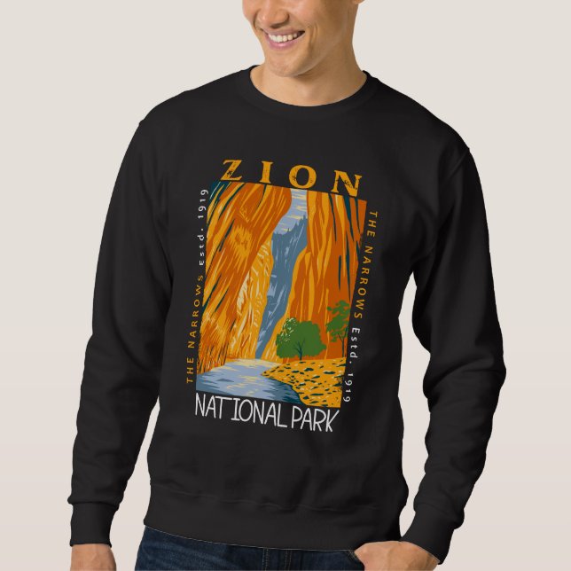 Zion National Park Utah The Narrows Distressed  Sweatshirt (Front)