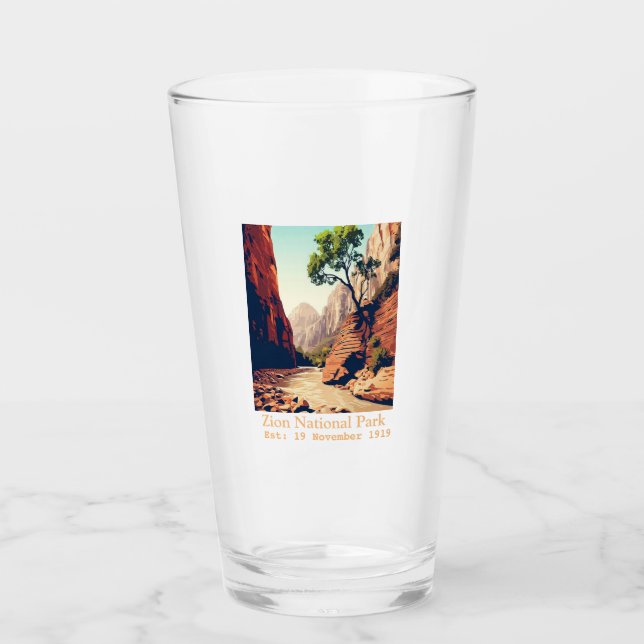 Zion National Park Utah The Narrows watercolor Glass (Front)