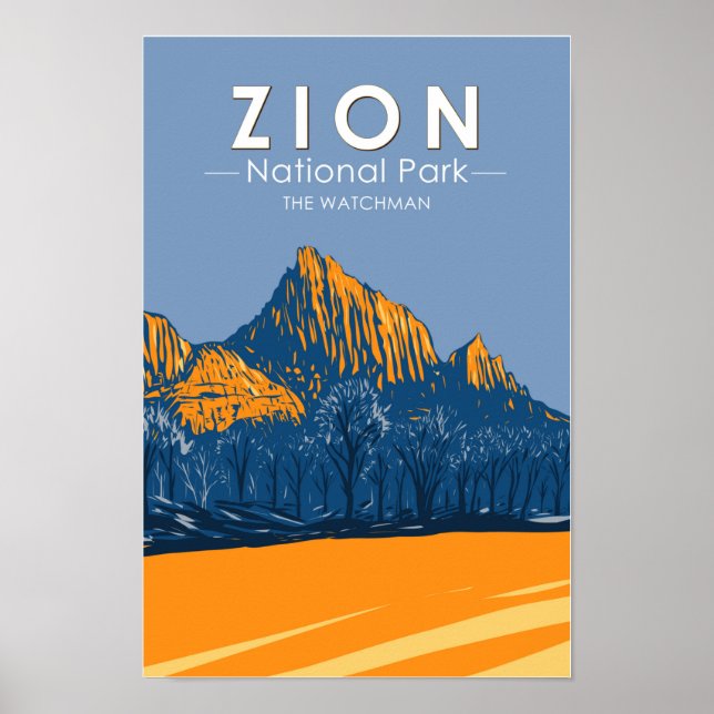 Zion National Park Utah The Watchman Vintage Poster (Front)
