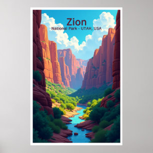Zion National Park Utah Travel Poster