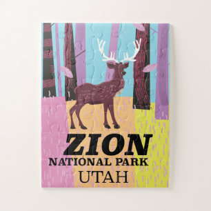 Zion national park Utah travel poster. Jigsaw Puzzle