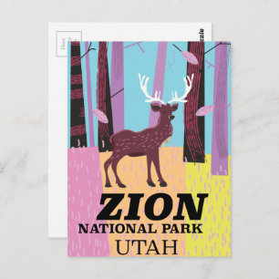 Zion national park Utah travel poster. Postcard