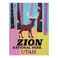 Zion national park Utah travel poster.