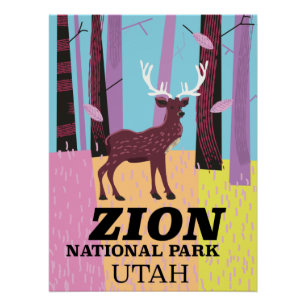 Zion national park Utah travel poster. Poster