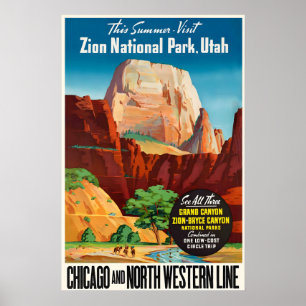 Zion National Park Utah United States Vintage Poster