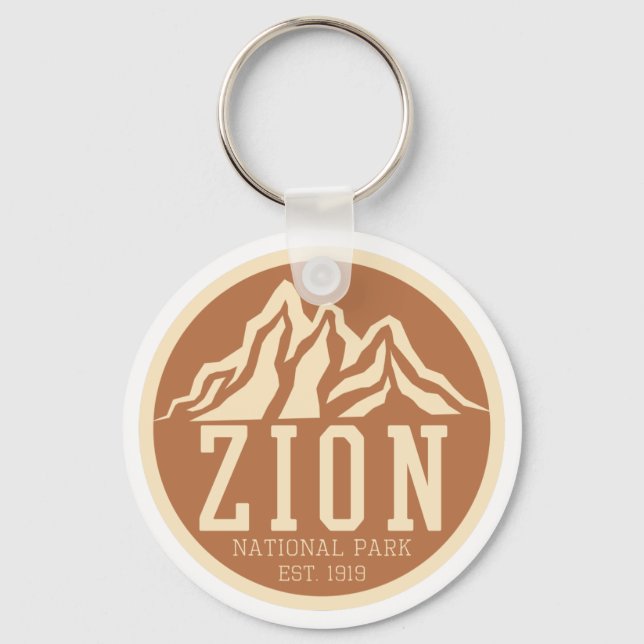 Zion National Park Utah USA Outdoors Retro Key Ring (Front)