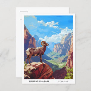 Zion National Park Utah USA Vintage Travel  Postcard