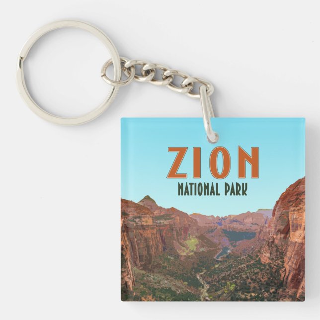 Zion National Park Utah Vintage Key Ring (Front)