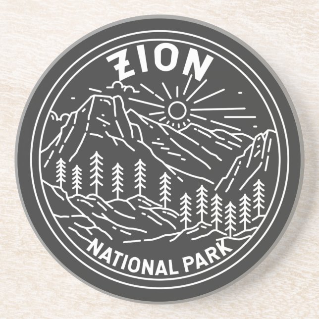 Zion National Park Utah Vintage Monoline   Coaster (Front)