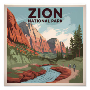 Zion National Park vintage Photo Print