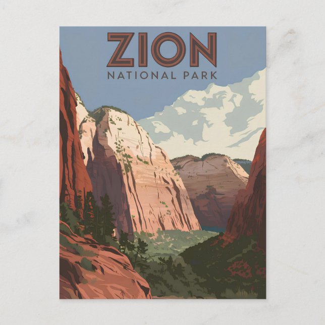 Zion National Park vintage Postcard (Front)