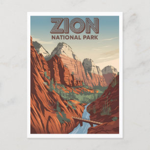 Zion National Park vintage Postcard