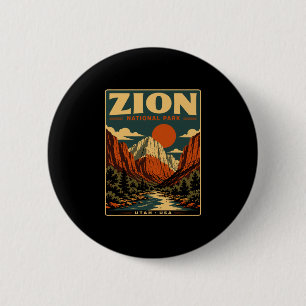 Zion national park vintage retro canyon outdoor 6 cm round badge