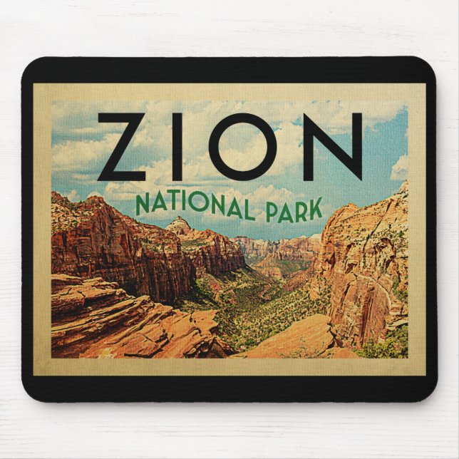 Zion National Park Vintage Travel Mouse Pad (Front)