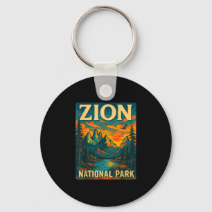 Zion national park vintage travel outdoor key ring