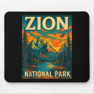 Zion national park vintage travel outdoor mouse pad