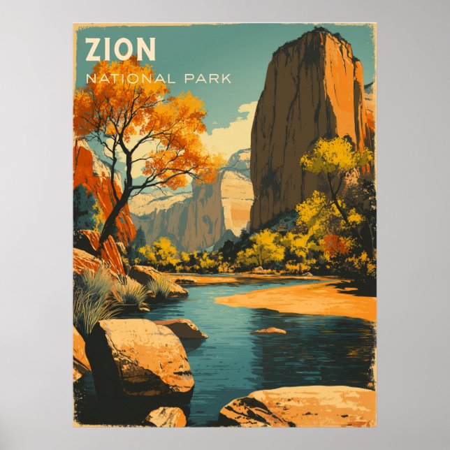 Zion National Park Vintage Travel Poster (Front)