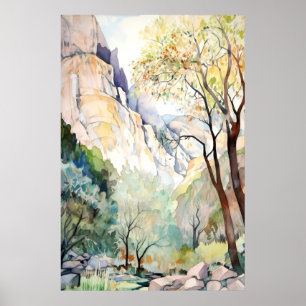 Zion National Park Watercolor Poster