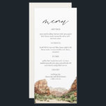 ZION National Park Watercolor Wedding Menu Cards<br><div class="desc">This menu features a watercolor painting of Zion National Park paired with a simple font combination. This menu is perfect for your desert themed or adventure themed wedding or event.</div>