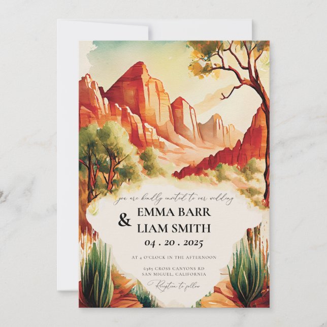 ZION National Park Wedding Invitation (Front)
