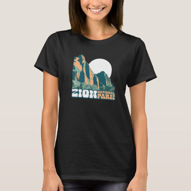 Zion National Park WPA Poster Style Graphic Utah T-Shirt (Front)