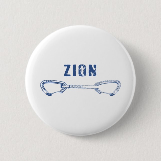Zion Rock Climbing Quickdraw 6 Cm Round Badge (Front)