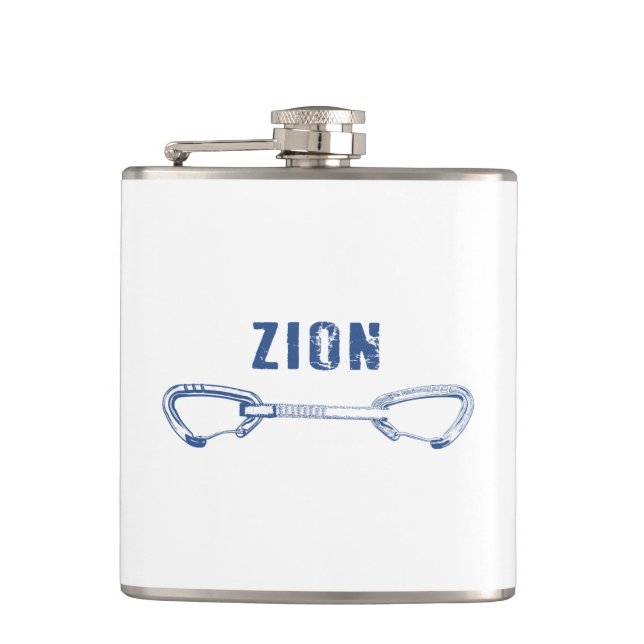Zion Rock Climbing Quickdraw Hip Flask (Front)