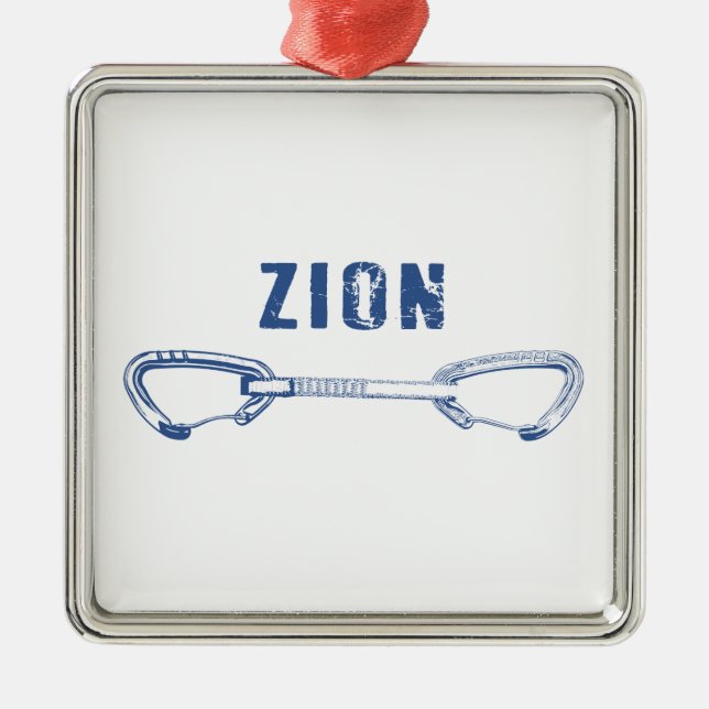 Zion Rock Climbing Quickdraw Metal Tree Decoration (Front)