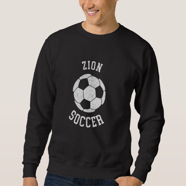 Zion Soccer Retro Distressed 90's Vintage Sweatshirt (Front)