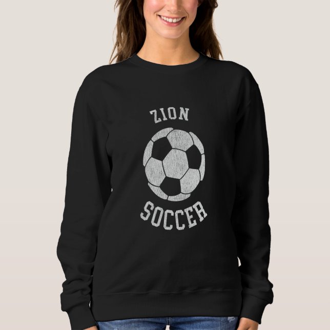Zion Soccer Retro Distressed 90's Vintage Sweatshirt (Front)