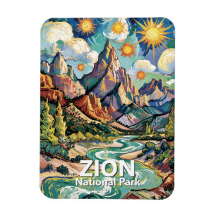 Zion Virgin River Patriarchs Van Gogh Colorful Magnet