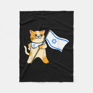 Zionist Cat Israeli Flag Pro-israel Jewish Fleece Blanket