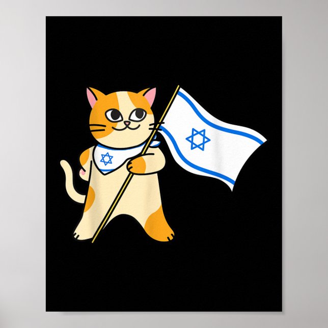Zionist Cat Israeli Flag Pro-israel Jewish Poster (Front)