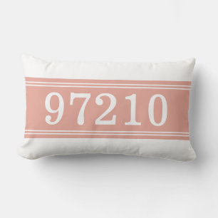 Zip Code Coral White New Home Housewarming Lumbar Cushion